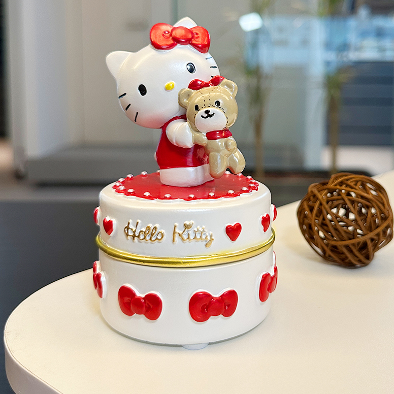 三丽鸥hello kitty KT猫抱熊爱心首饰盒饰品盒收纳盒戒指盒送礼物