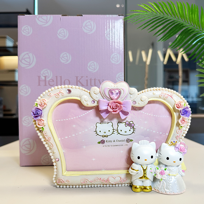 婚礼喜庆相框情人节三丽鸥hello kitty猫 KT心型树脂相框工艺品