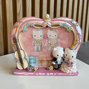 喜庆结婚相框情人三丽鸥hello kitty猫情侣小提琴 树脂相框工艺品