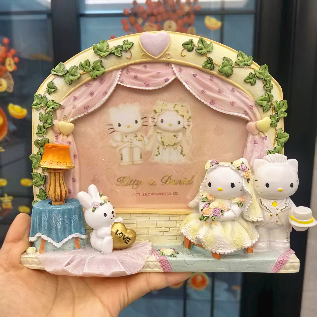 卡通三丽鸥hello kitty结婚 6寸女孩婚礼相框相架ins送礼礼物摆件
