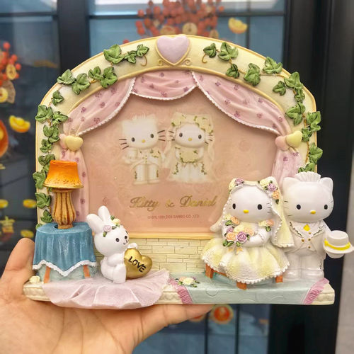 卡通三丽鸥hello kitty结婚 6寸女孩婚礼相框相架ins送礼礼物摆件