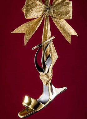 欧货2025年新款夏季金色超高跟鞋异形跟走秀性感百搭一字带凉鞋女