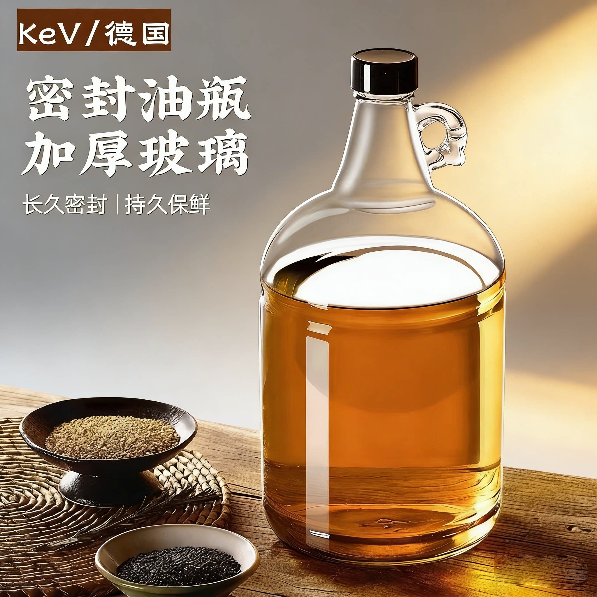 德国香油专用玻璃瓶食品级密封空瓶麻油瓶厨房芝麻油茶油专用容器