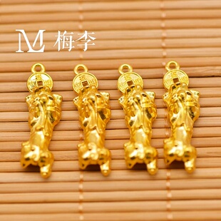五福开戴仿黄铜合金招财进宝咬钱貔貅钥匙扣diy饰品配件
