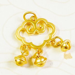 古法沙金镂空祥云古风吊坠diy饰品招财铃铛如意锁平安锁配件