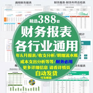 2026财务报表企业月季度明细收支公司会计利润出纳记账excel模版