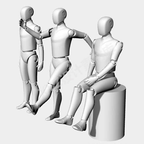 2026人体木偶人可转动关节姿势动作犀牛模型/3dmax/C4D设计素材