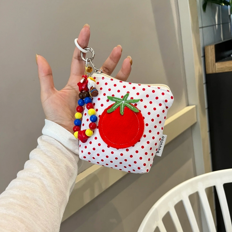 原创红点点番茄口红收纳零钱包
