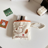 新款 刺绣史努比收纳包可爱ins化妆包女大容量口红姨妈巾小手拎包