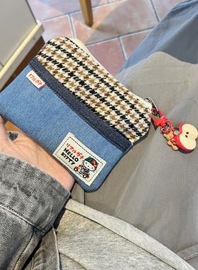 新款牛仔卡包可爱Kitty零钱包口红耳机姨妈巾收纳包大容量卡包