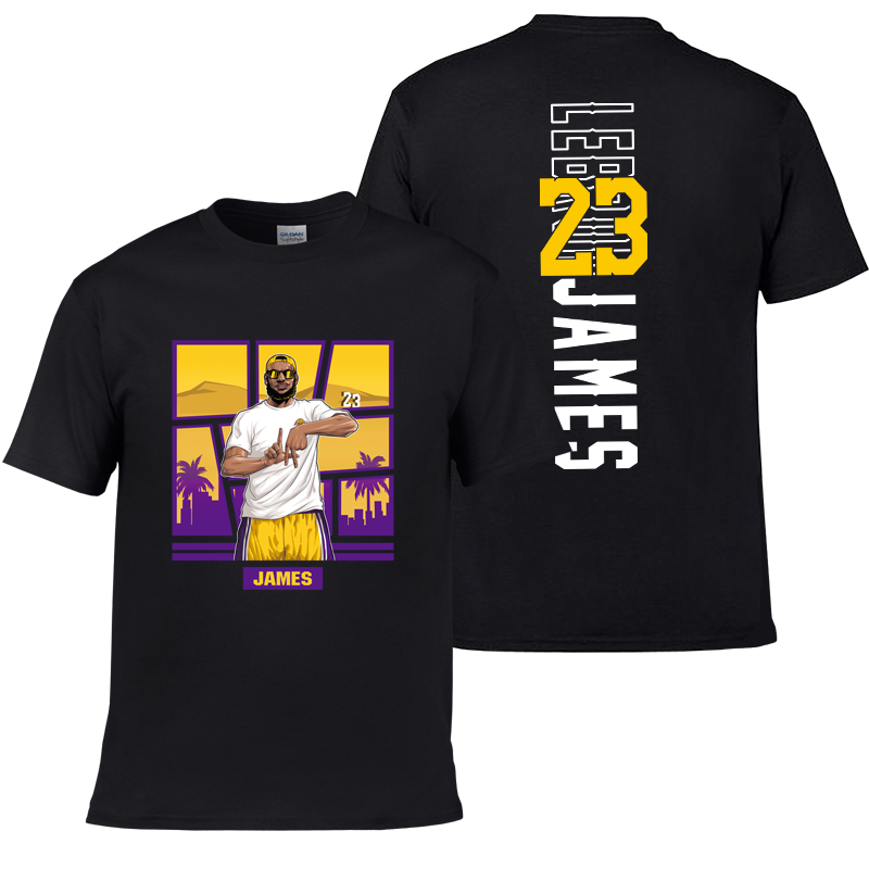 篮球短袖t恤卡通勒布朗詹姆斯球衣短袖詹皇夏季纯棉体恤圆领半袖