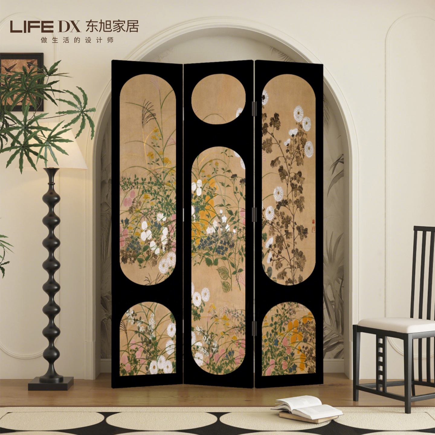 法式中古风屏风隔断客厅茶室办公室折叠移动装饰遮挡覆古玄关卧室