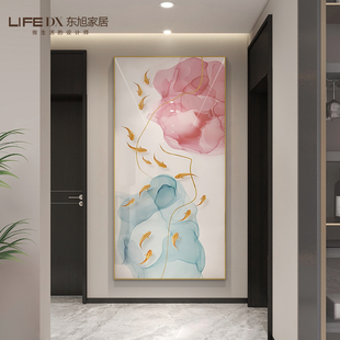 饰画高级感走廊过道墙壁画简约高档挂画 现代轻奢九鱼图入户玄关装