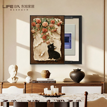 中古风配电箱电表箱装饰画2025新款竖版餐厅电闸盒弱电箱遮挡挂画