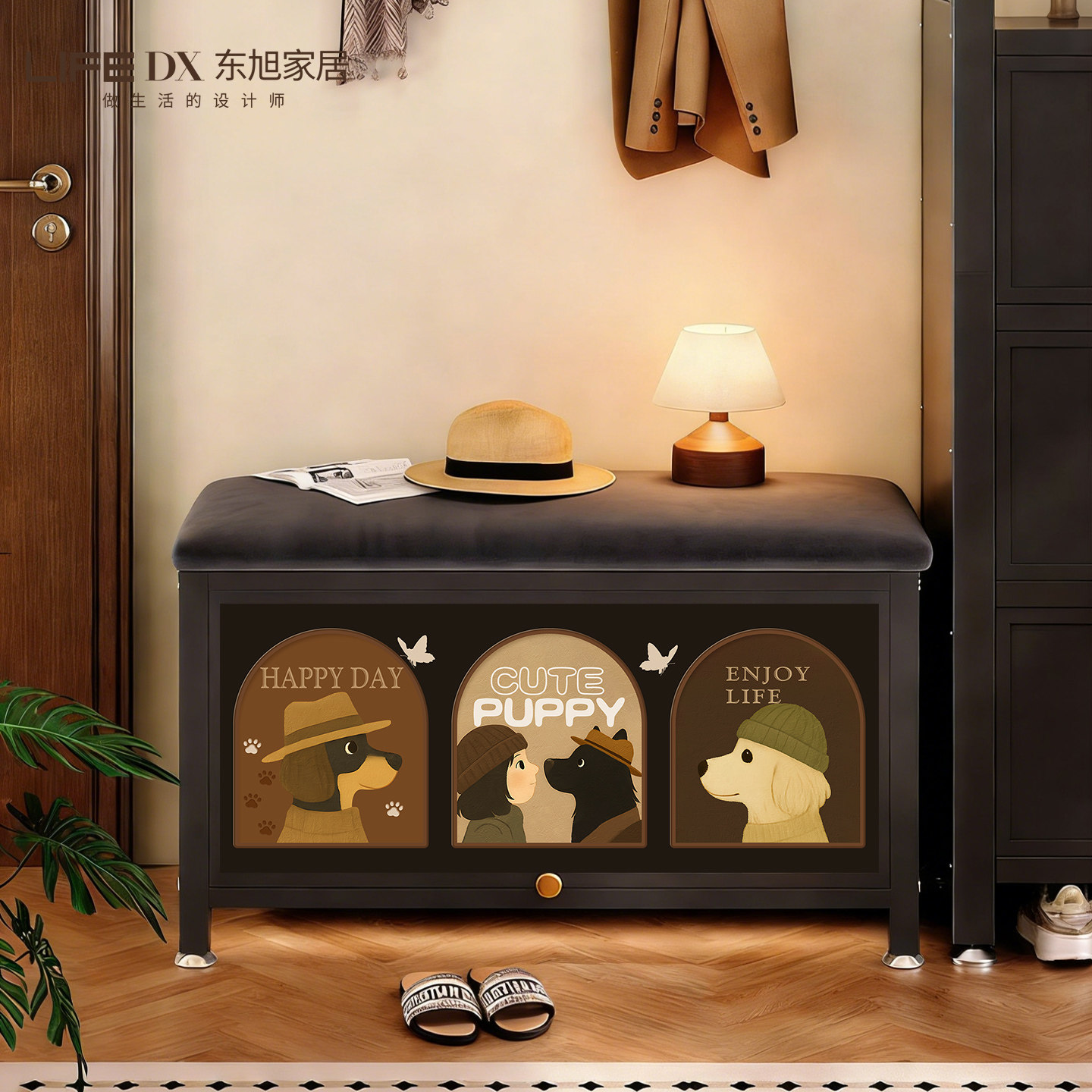 中古风换鞋凳门口家用高级感入户可坐鞋柜一体进门穿鞋凳玄关收纳,住宅家具,换鞋凳,淘宝优惠券,粉丝福利购,淘宝优惠卷