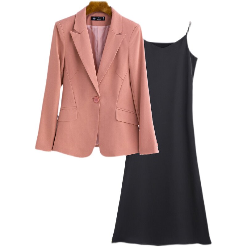 SMALL SUIT SUNDRESS PROFESSIONAL WEAR WOMENS CLOTHING 2024 SPRING AND AUTUMN NEW TEMPERAMENT VERSATILE SLIP DRESS SUIT SET