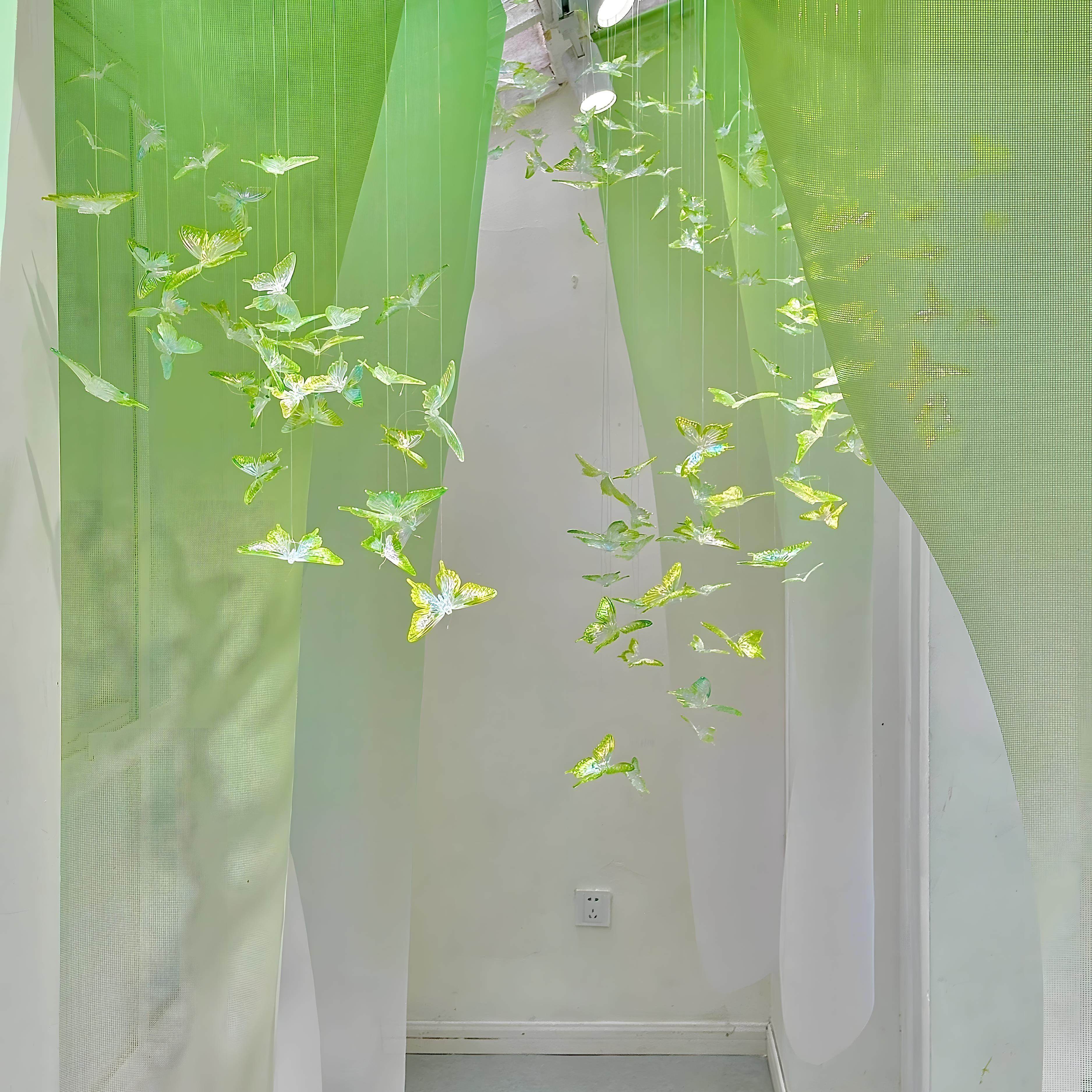 幼儿园环创diy蝴蝶挂饰绿色系商场装饰布置幻彩空中拍摄背景透明,家居饰品,吊饰/挂饰,淘宝优惠券,粉丝福利购,淘宝优惠卷