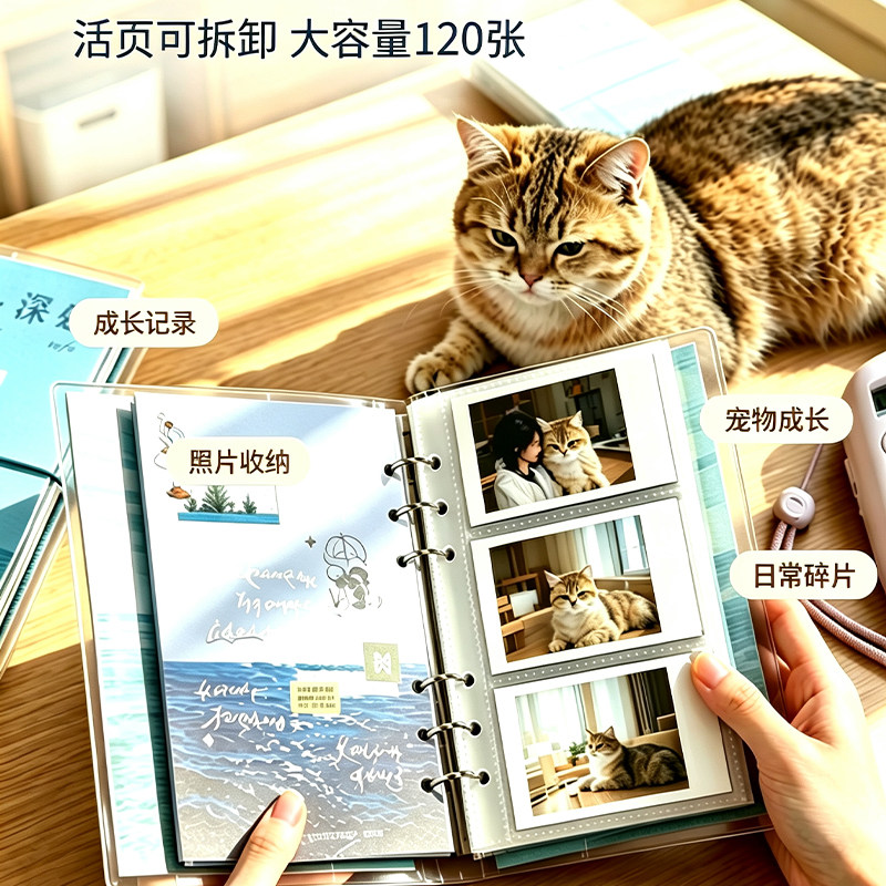 青禾纪拍立得活页相册可拆卸可书写生活记录手账本大容量3寸卡册图片