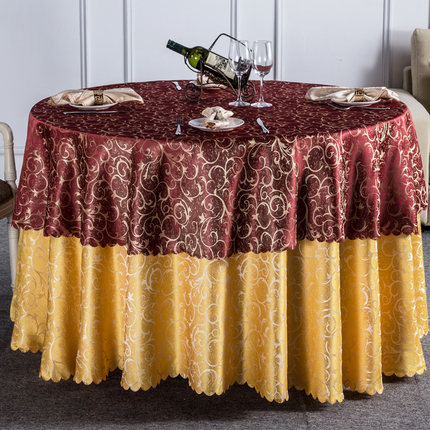 圆形双层餐桌台布酒店桌布圆桌台布方形桌布台裙饭店宾馆桌布布艺
