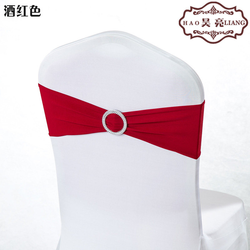 婚庆免系蝴蝶结绑带弹力椅套椅背花装饰钻扣椅背扣酒店婚礼道具