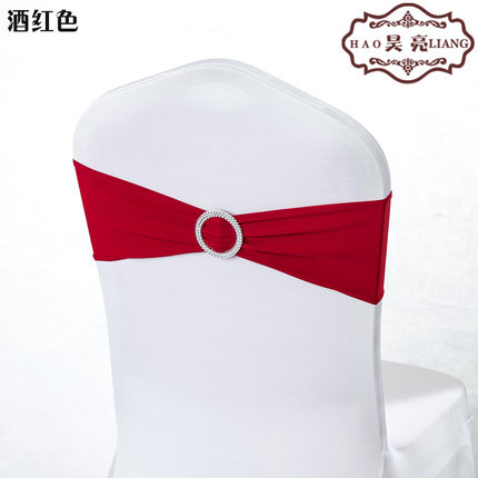 婚庆免系蝴蝶结绑带弹力椅套椅背花装饰钻扣椅背扣酒店婚礼道具