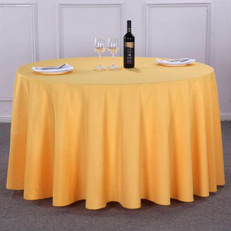 加厚酒店圆桌桌布餐厅饭店台布布艺纯色会议欧式白色婚庆婚礼圆形