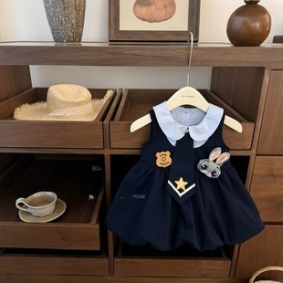 女童兔子警官连衣裙儿童朱迪jk学院风花苞背心裙夏2026新款公主裙