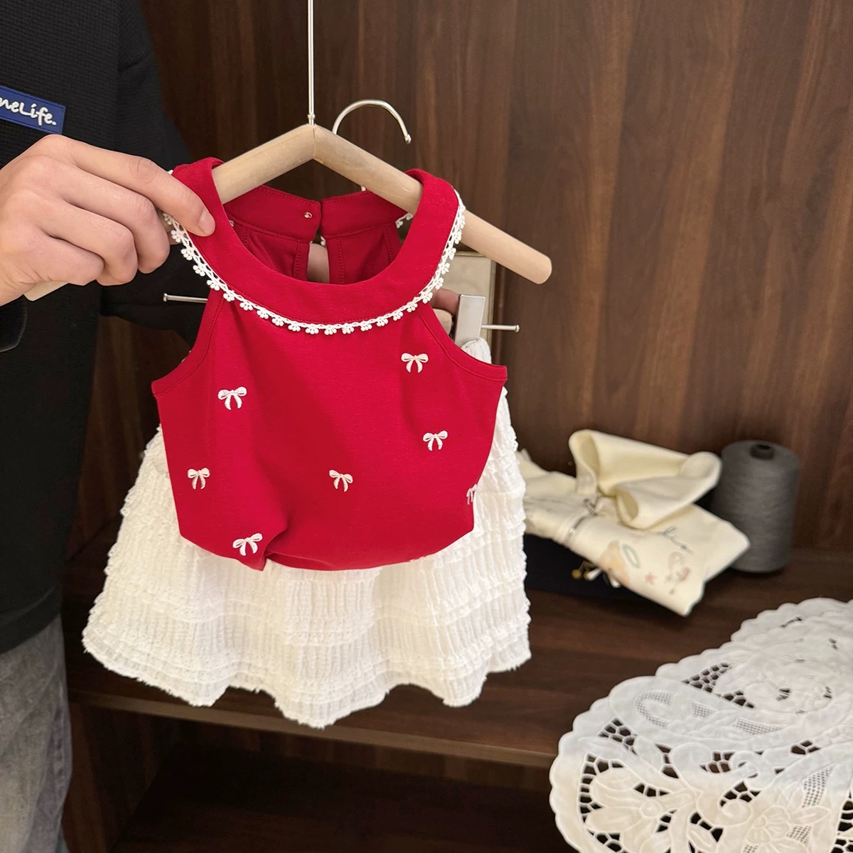 女宝宝洋气高街套装女童夏季2025新款韩系女婴儿背心T短裙两件套