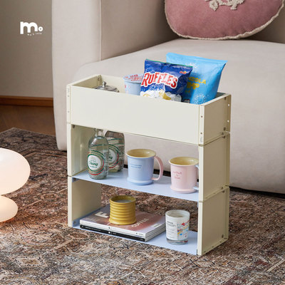 客厅多功能收纳架奶油风置物边柜