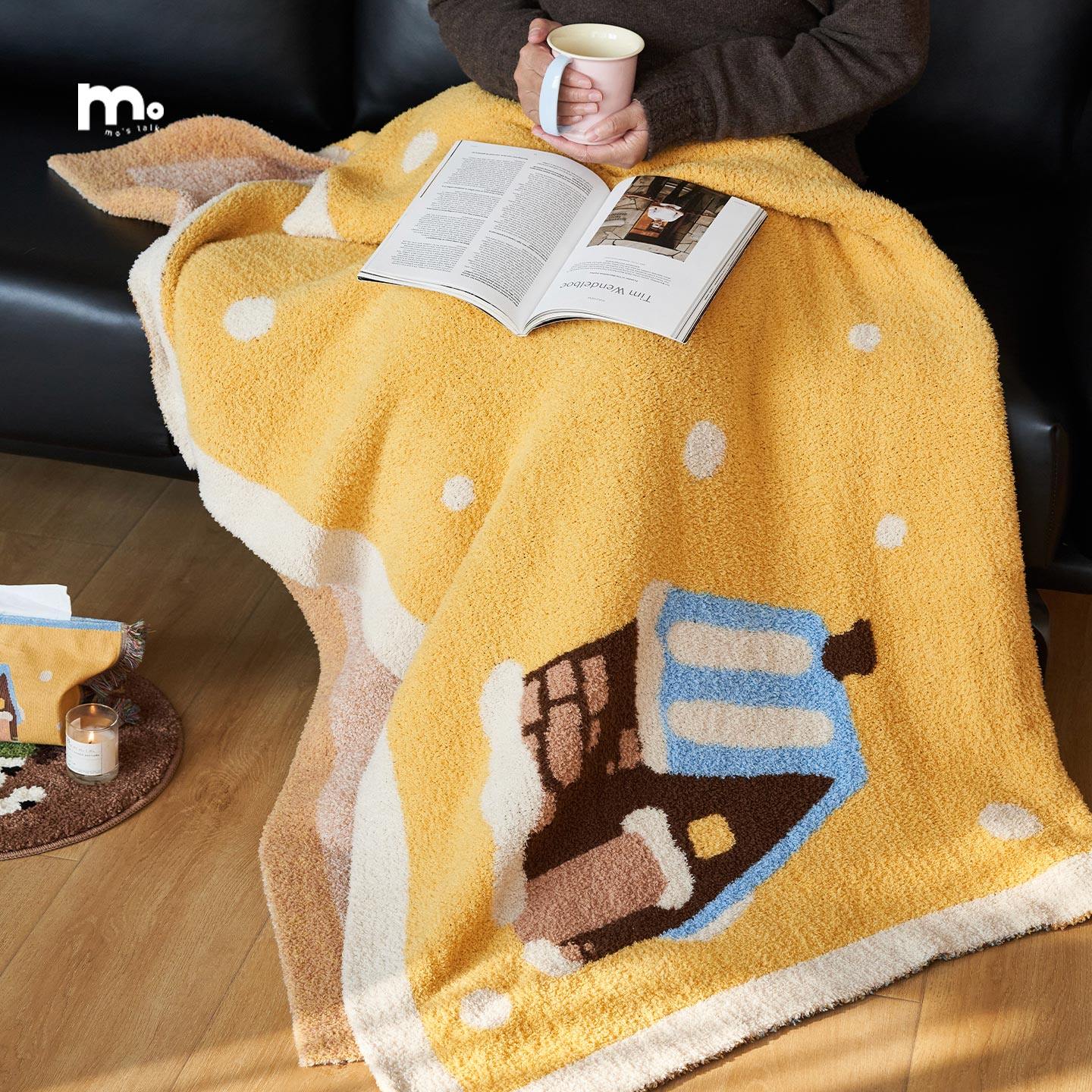 莫语『甜蜜家』雪屋沙发毯半边绒原创冬季保暖沙发盖毯床色织边毯,床上用品,休闲毯/毛毯/绒毯,淘宝优惠券,粉丝福利购,淘宝优惠卷