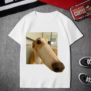 恶搞沙雕小狗短袖t恤男女夏季2025新款T恤搞笑表情包学生抽象上衣