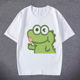抹茶旦旦干饭人短袖 T恤呆萌小鳄鱼搞怪表情包上衣男女学生童装 t恤