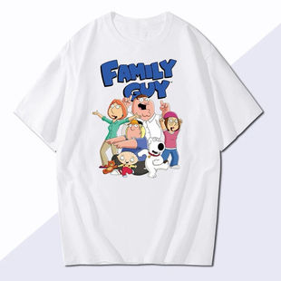 恶搞之家布莱恩饺子皮特盖酷家族短袖t恤男女学生宽松上衣服T恤潮