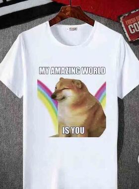 夏季2025新款短袖t恤沙雕柴犬Cheems狗子T恤恶搞表情包上衣服男女