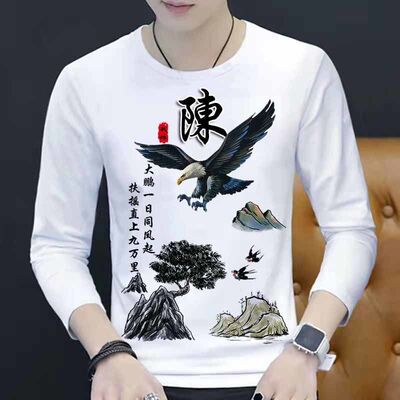 国潮大鹏展翅百家姓长袖T恤