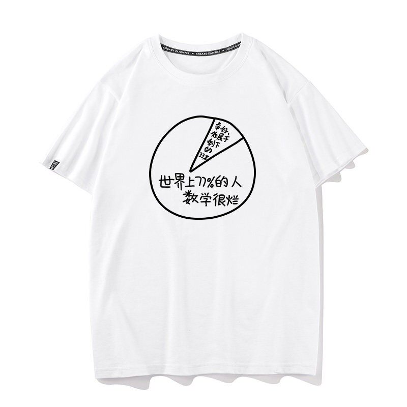 大部分的人数学很烂搞笑文字理科学生日常短袖T恤学院风定制衣服