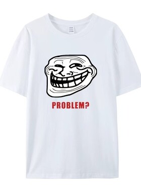 夏季2025新款搞笑恶搞trollface趣味搞笑恶搞巨魔脸喷子短袖T恤男