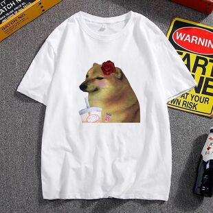 2025新款短袖t恤学生恶搞柴犬Cheems狗狗男女情侣T表情包定制衣服
