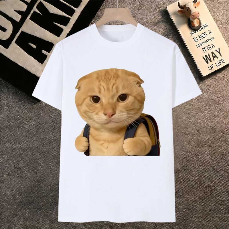哈基米表情包可爱橘猫短袖T恤