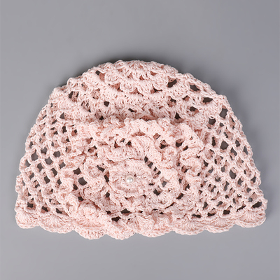 和纸天丝混纺手工钩针包头帽女士夏季凉感不闷热波浪边仙女风帽子