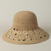 镂空纯手工草编花朵拉菲草帽女圆顶大帽檐遮阳海边度假时尚 太阳帽