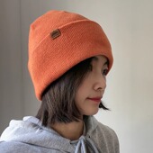 高品质纯羊毛针织帽百搭休闲户外简约款 毛线帽时尚 纯色冷帽潮