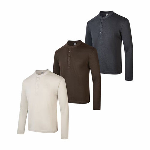 NOT UGLY店铺叁佰TTBRO新品田尼克工作室休闲上衣服亨利领长袖T恤