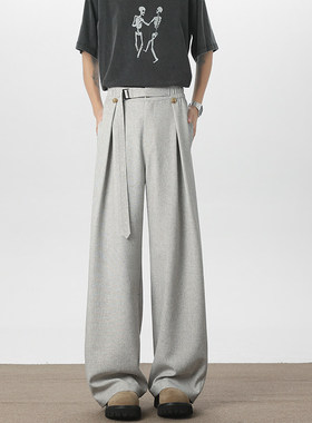 NICE LOOSE潮流新品青少年个性长腰带松弛感宽松休闲裤西裤拖地裤