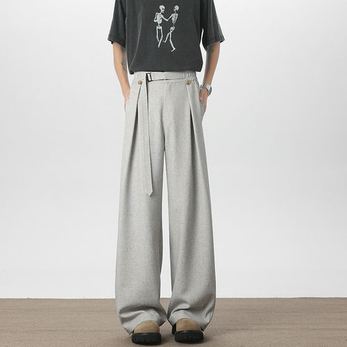 NICE LOOSE潮流新品青少年个性长腰带松弛感宽松休闲裤西裤拖地裤