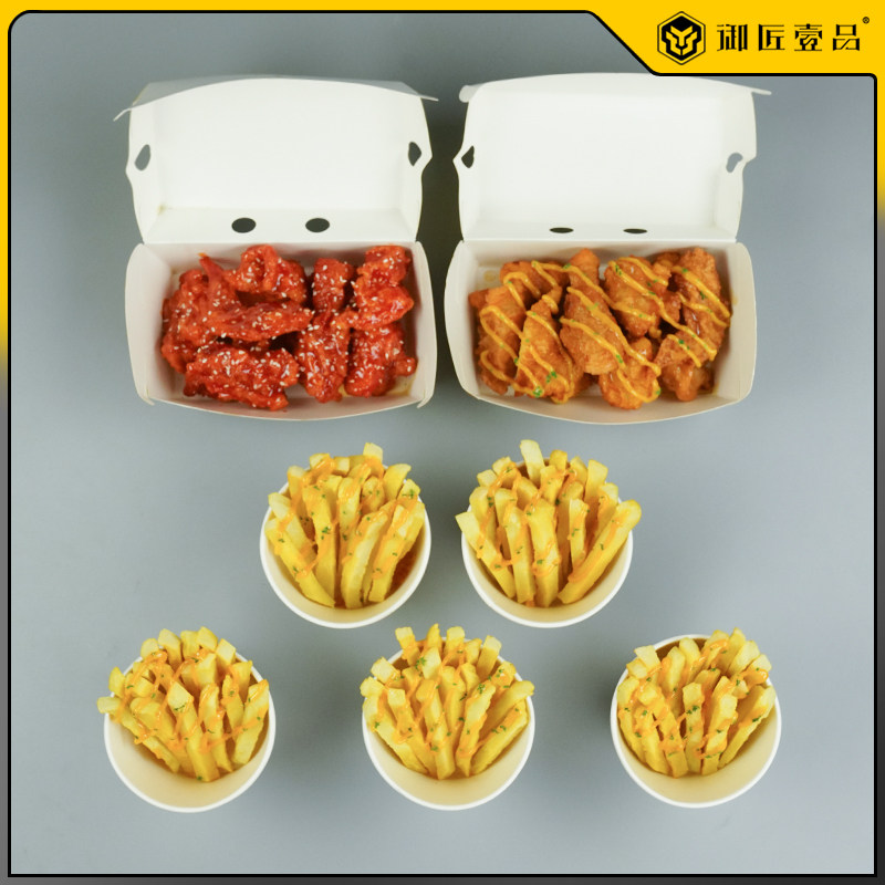 仿真韩式炸鸡鸡米花炸鸡腿鸡翅模型假油炸小吃炸薯条甘梅地瓜模型