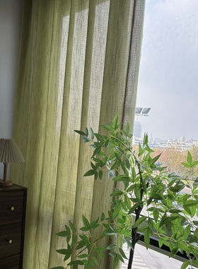 绿色窗纱帘窗帘新款纱帘2025窗纱客厅阳台卧室飘透人不透人加厚