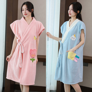 浴巾可穿可裹巾浴袍式 厂家直销批发 大人家用非纯棉吸水女浴衣新款