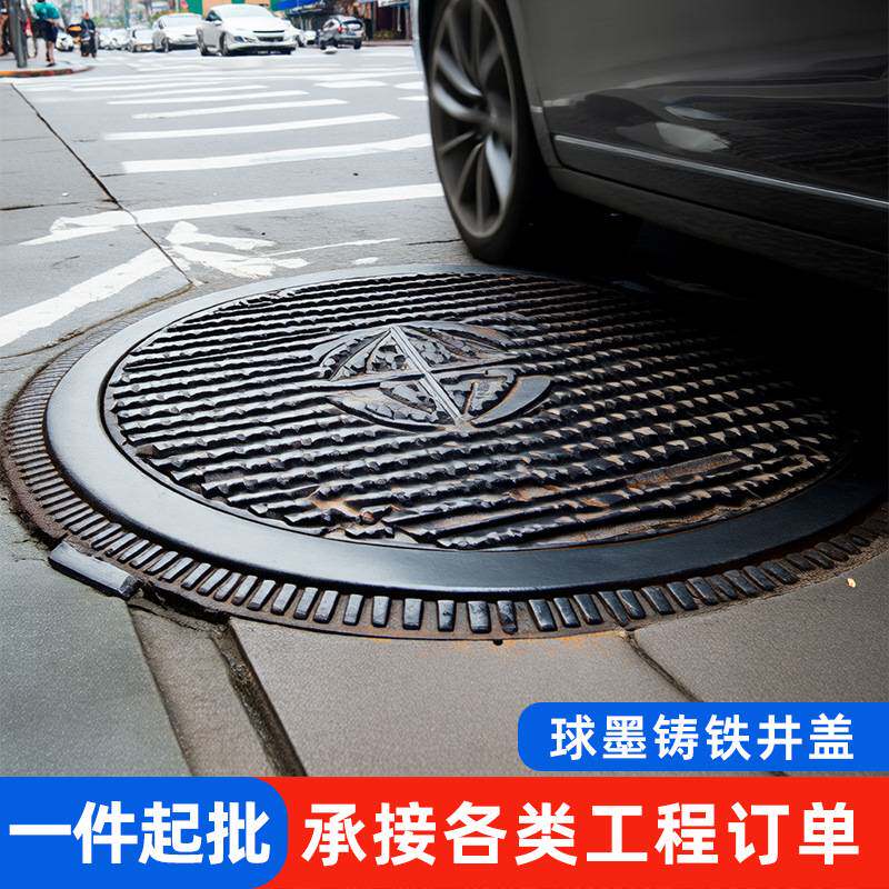 湖南厂家球磨铸铁井盖圆形雨水污水排水700重型轻型圆井盖A15定制