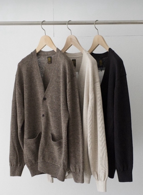 BATONER WASHED COUNT LINEN CARDIGAN 26SS 水洗亚麻V领针织开衫
